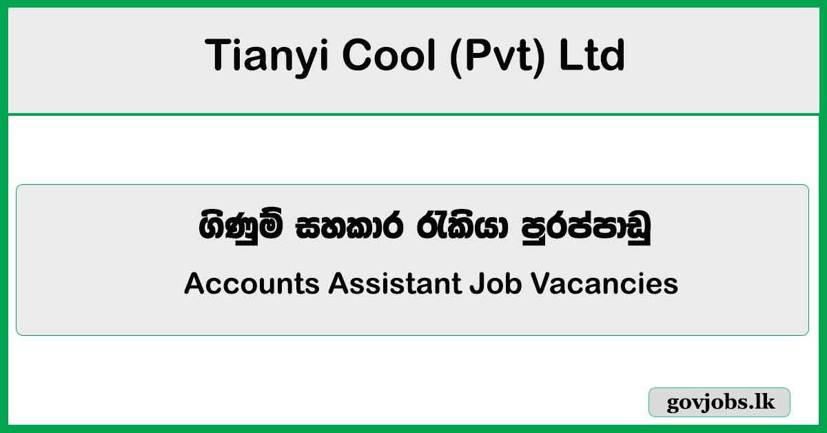 Accounts Assistant - Tianyi Cool (Pvt) Ltd Job Vacancies 2024