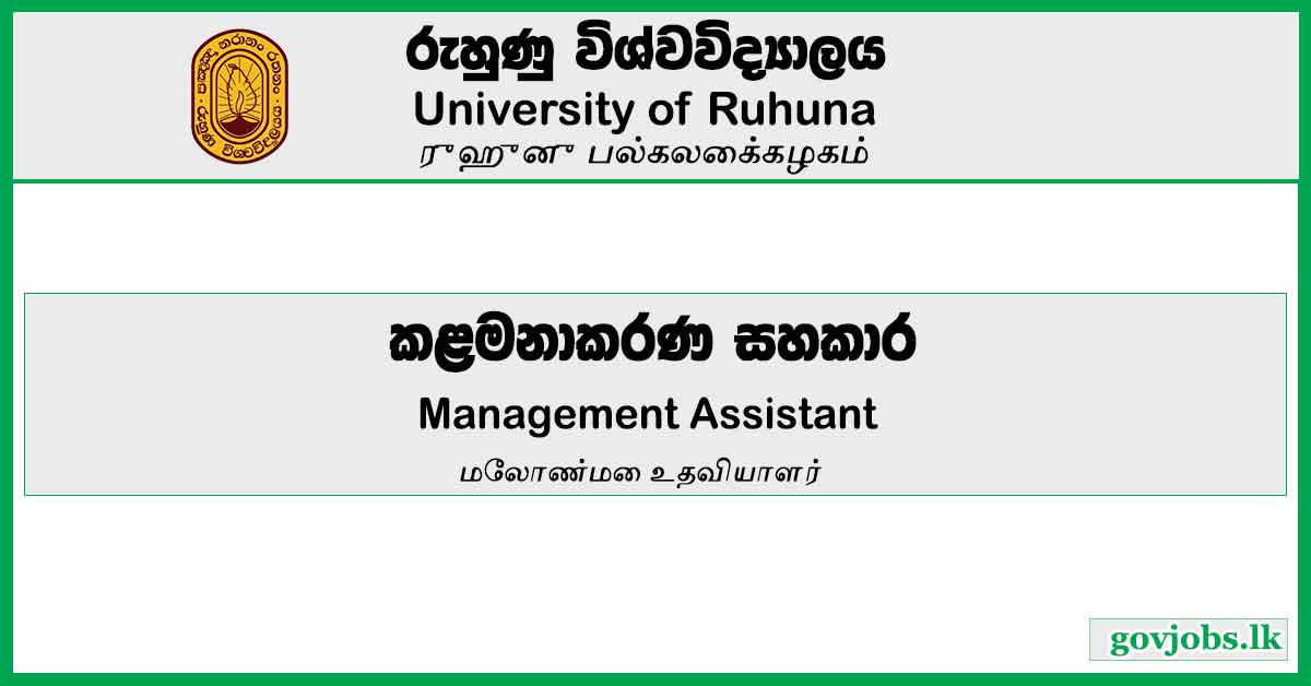 Management Assistant - University Of Ruhuna Job Vacancies 2024
