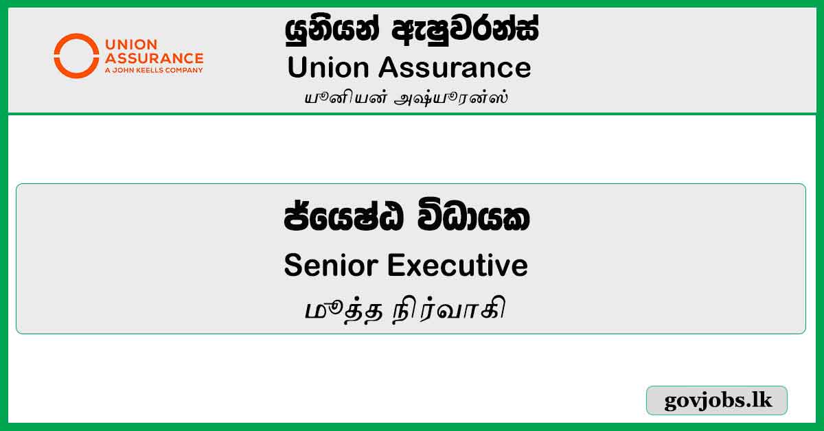 Senior Executive - Union Assurance PLC Job Vacancies 2024