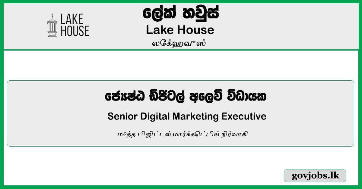 Senior Digital Marketing Executive – Lake House Job Vacancies 2024