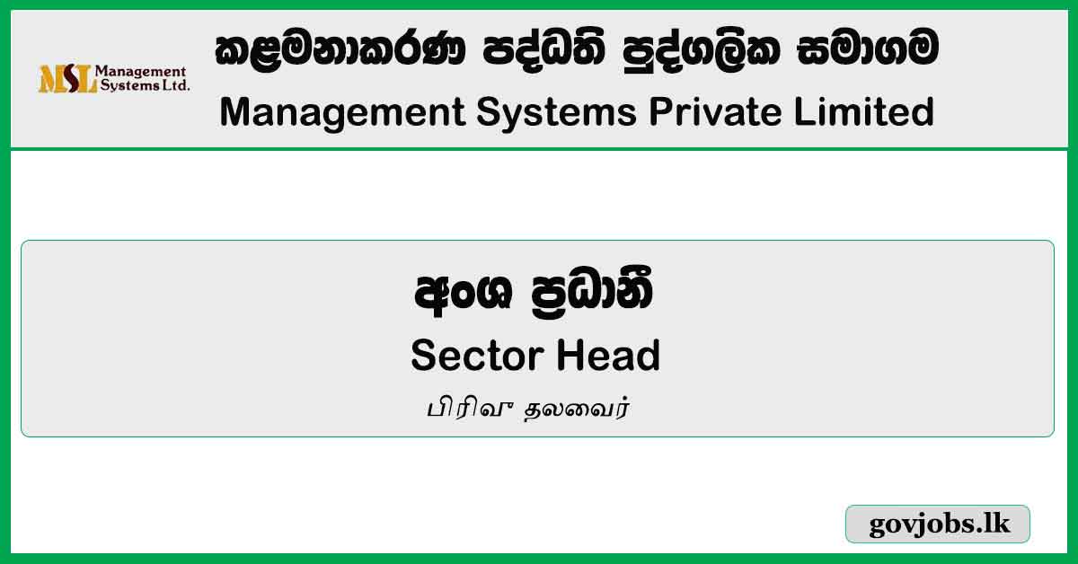 Sector Head – Management Systems Private Limited Job Vacancies 2024
