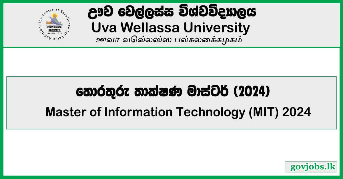 Uva Wellassa University - Master of Information Technology (MIT) 2024