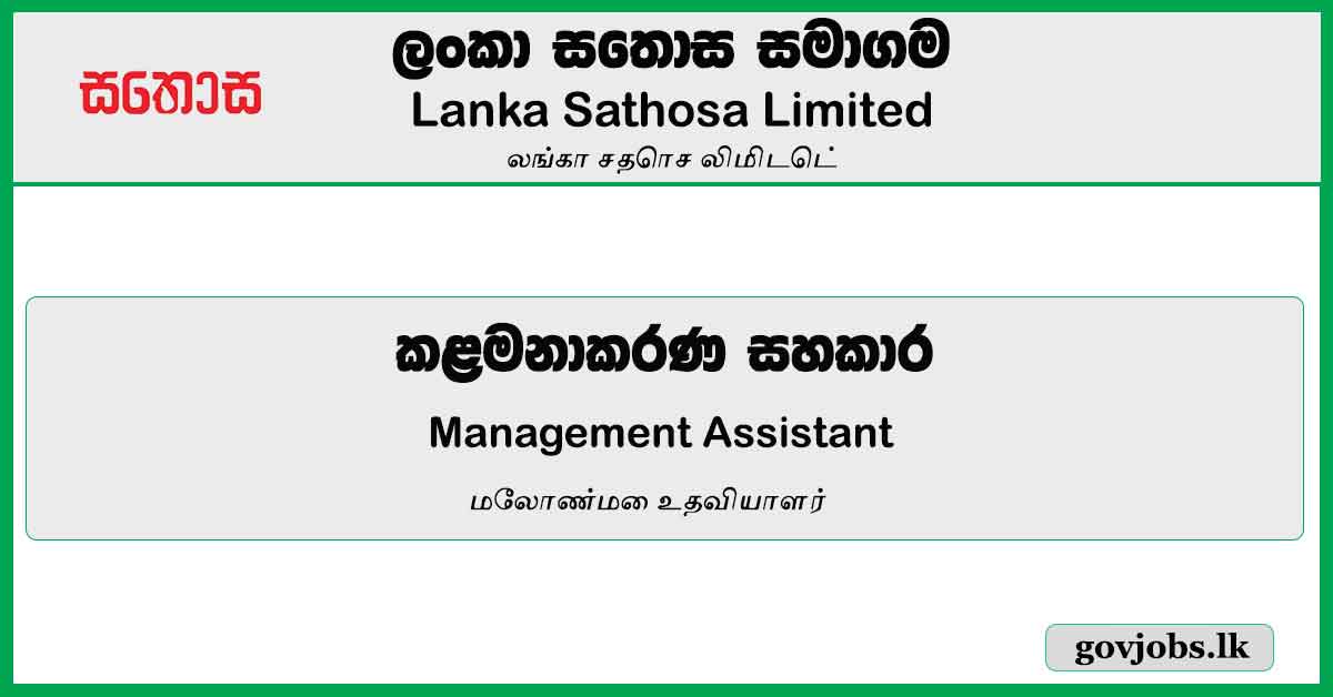 Management Assistant (Procurement) – Lanka Sathosa Job Vacancies 2024