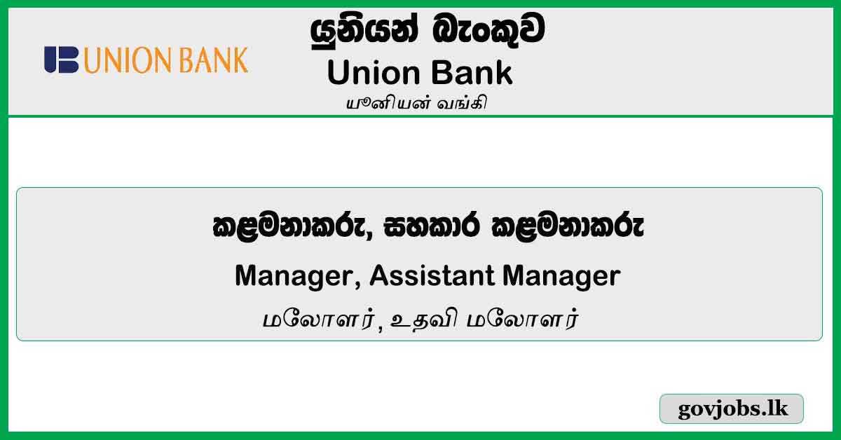 Manager, Assistant Manager – Union Bank Job Vacancies 2024