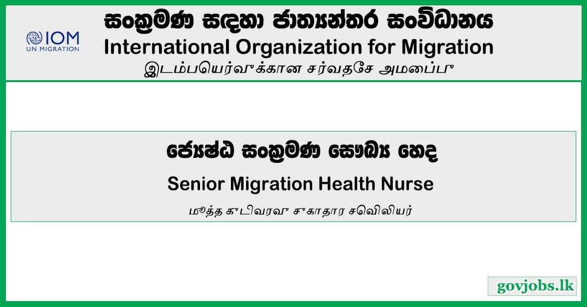 Senior Migration Health Nurse - International Organization For Migration Job Vacancies 2024