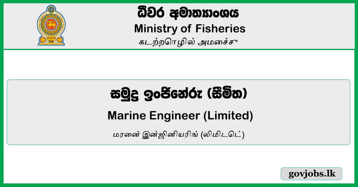 Marine Engineer (Limited) - Ministry Of Fisheries Job Vacancies 2024