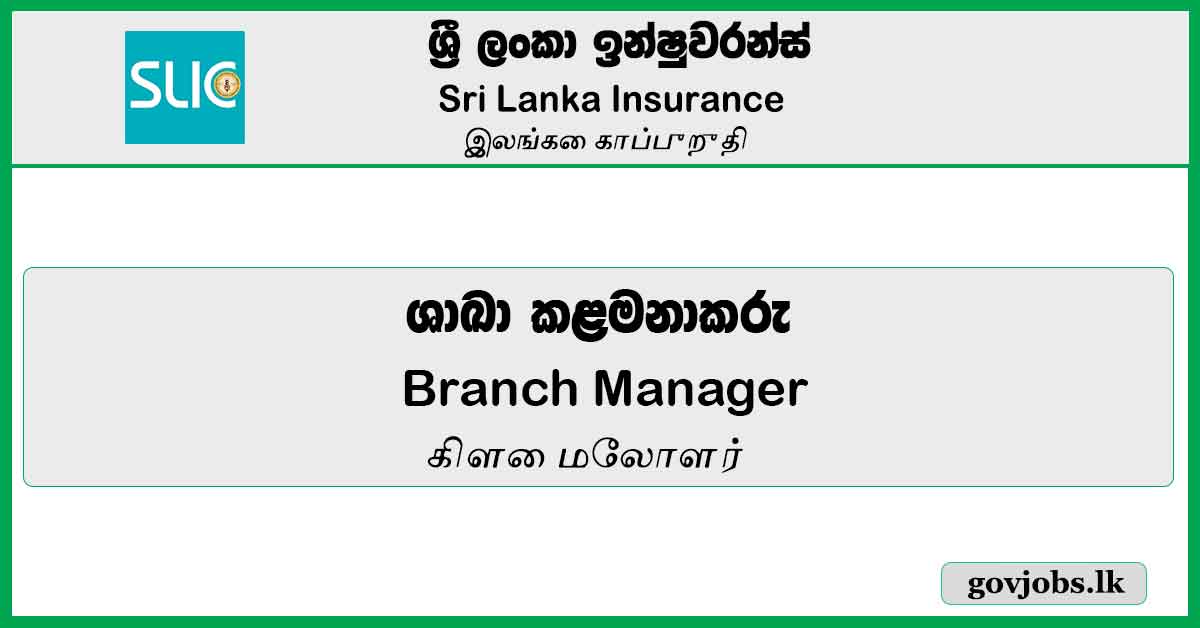 Branch Manager – Sri Lanka Insurance Job Vacancies 2024