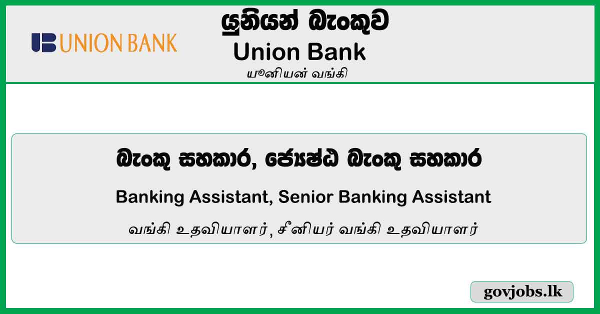 Banking Assistant, Senior Banking Assistant – Union Bank Job Vacancies 2024