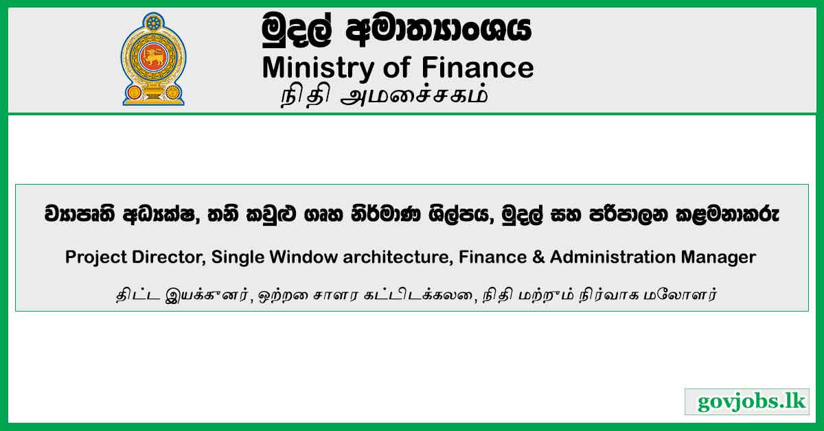 Project Director, Single Window Architecture, Finance & Administration Manager - Ministry Of Finance Job Vacancies 2024