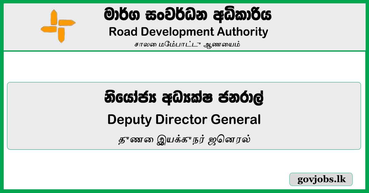 Deputy Director General – Road Development Authority Job Vacancies 2024