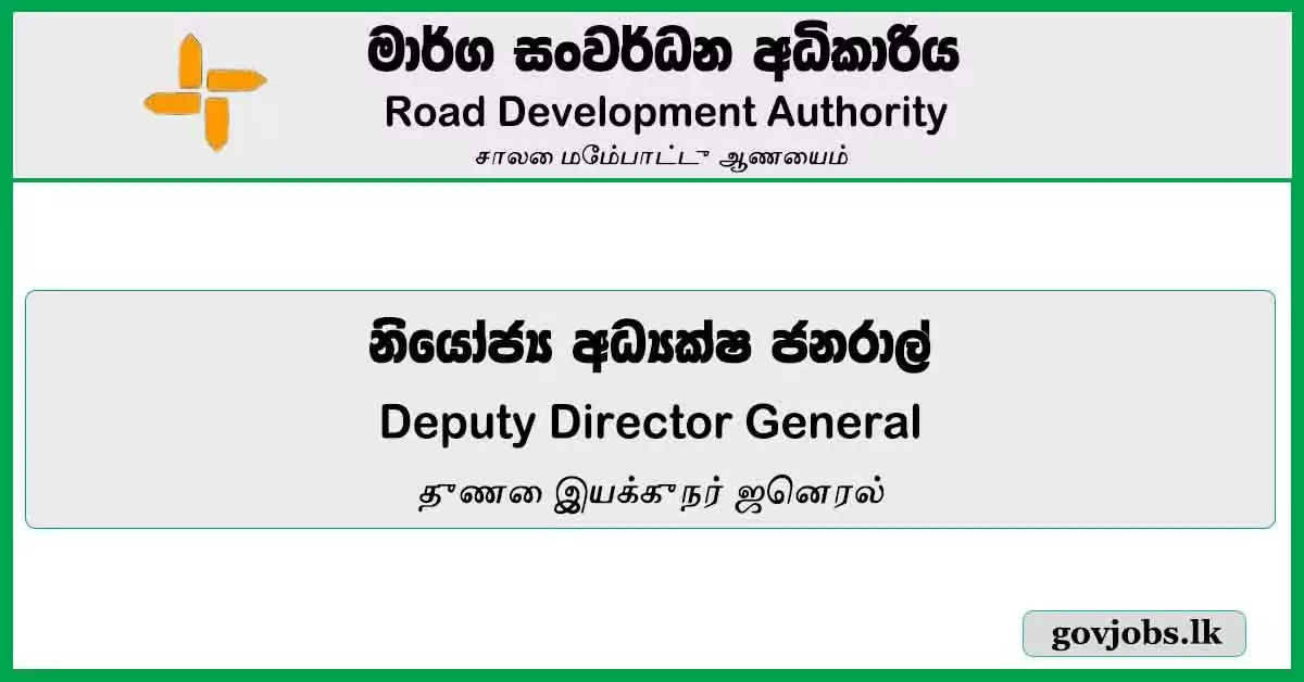 Deputy Director General - Road Development Authority Job Vacancies 2024