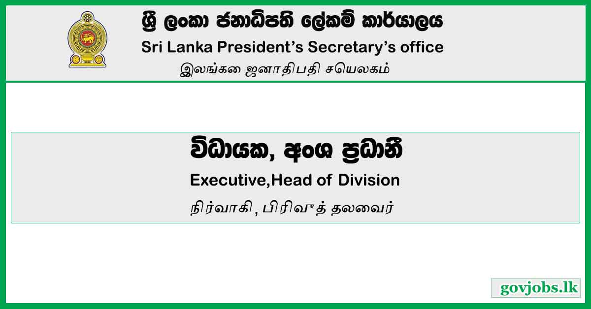 Executive, Senior Executive, Head of Division – Presidential Secretariat Vacancies