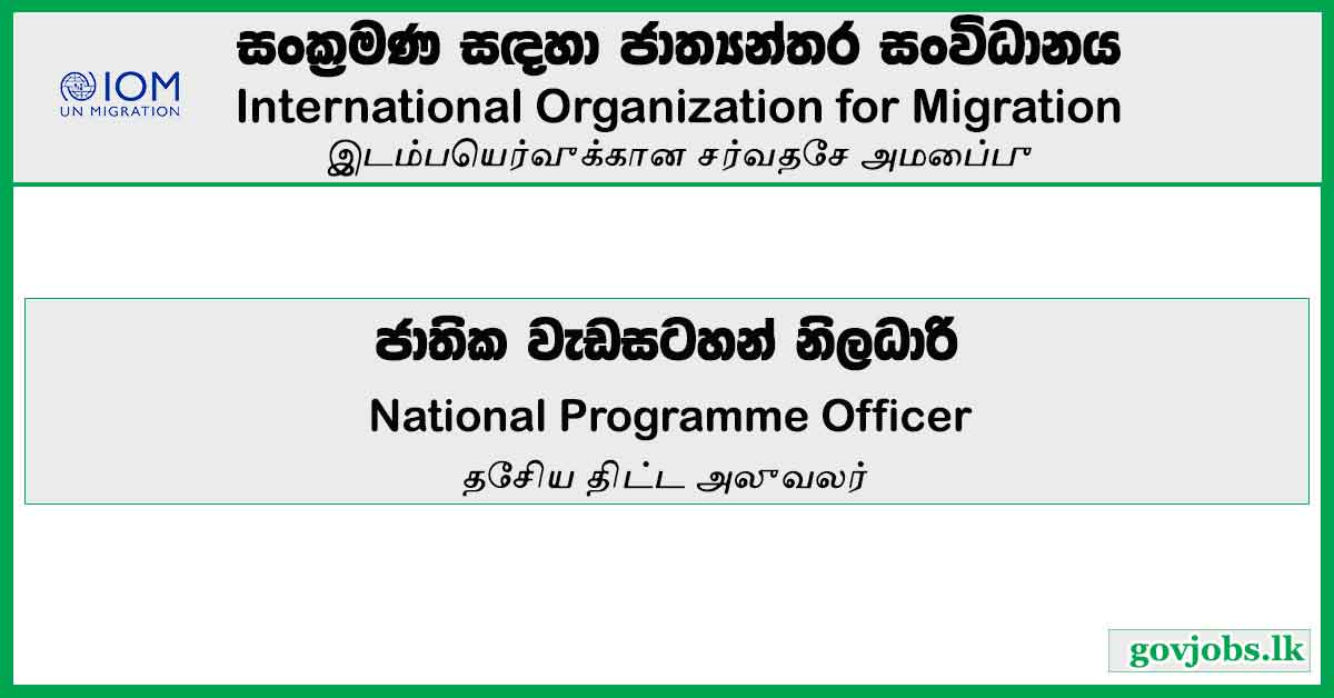 National Programme Officer - International Organization For Migration Job Vacancies 2024