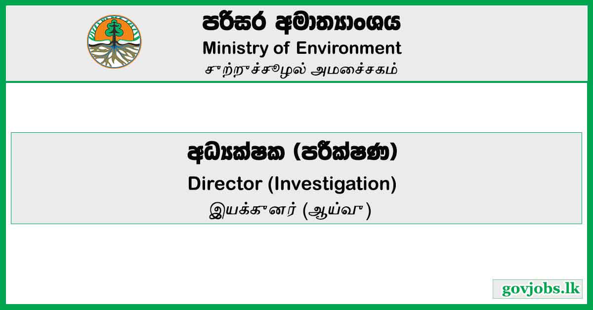 Director (Investigation) – Ministry of Environment Vacancies 2023