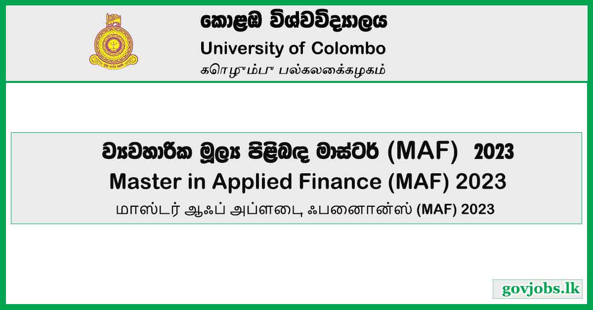 Master in Applied Finance (MAF) 2023 – University of Colombo