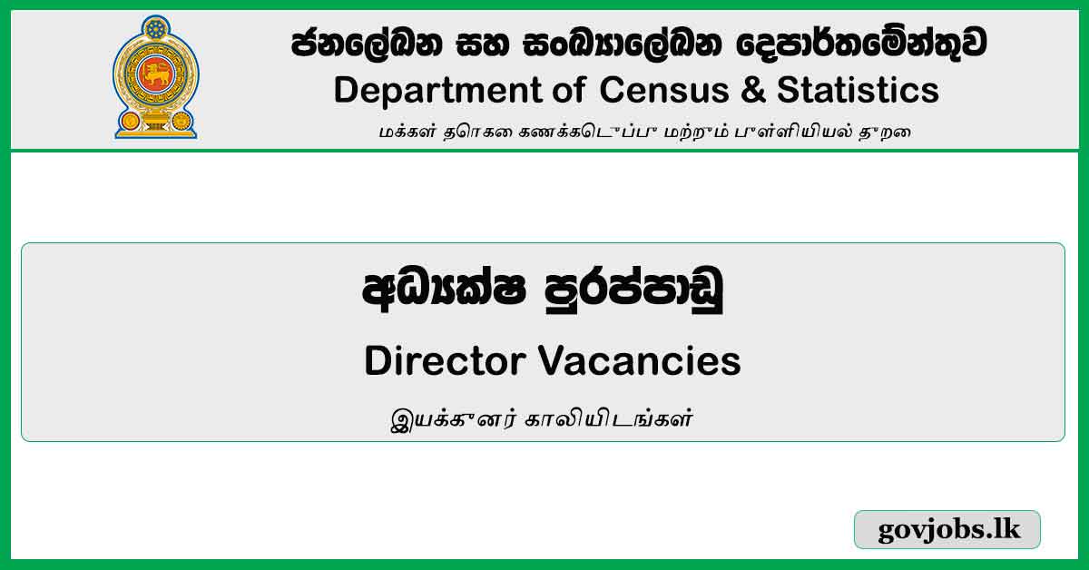 Director – Department of Census & Statistics Job Vacancies 2023