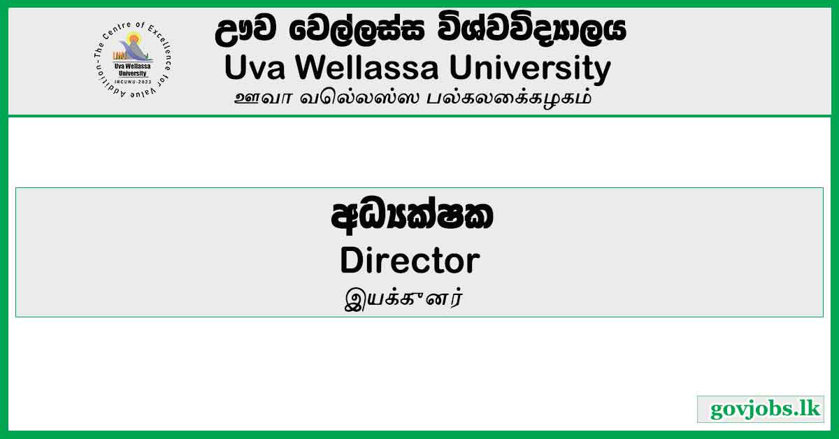 Director - Uva Wellassa University Job Vacancies 2024