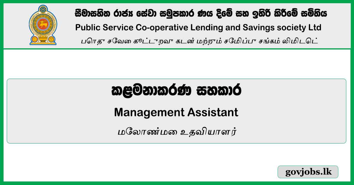 Management Assistant - Public Service Co-Operative Lending And Savings Society Ltd