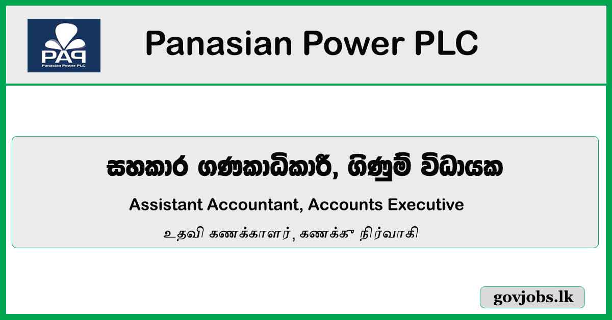 Assistant Accountant, Accounts Executive - Panasian Power PLC Job Vacancies 2023