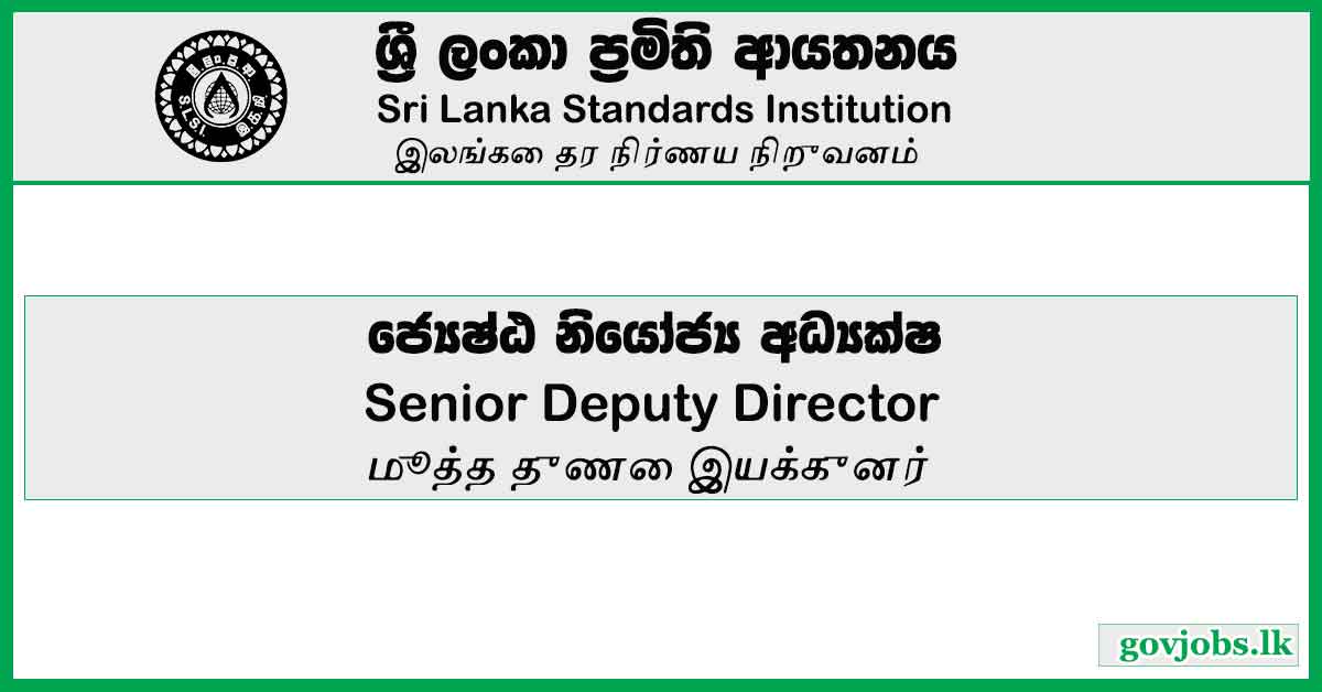 Senior Deputy Director – Sri Lanka Standards Institution Vacancies 2023