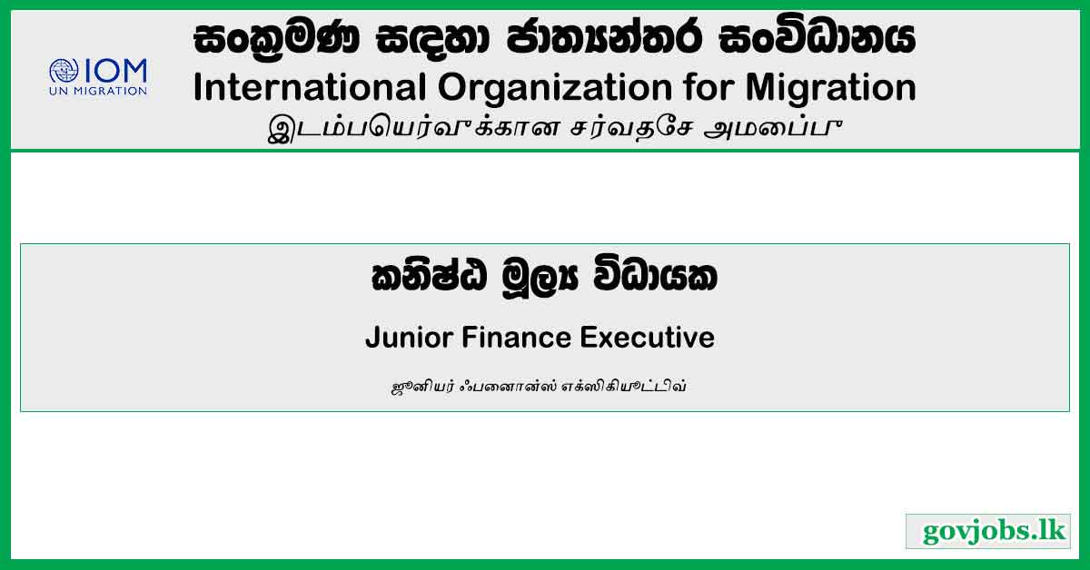 Junior Finance Executive - International Organization For Migration Vacancies 2023