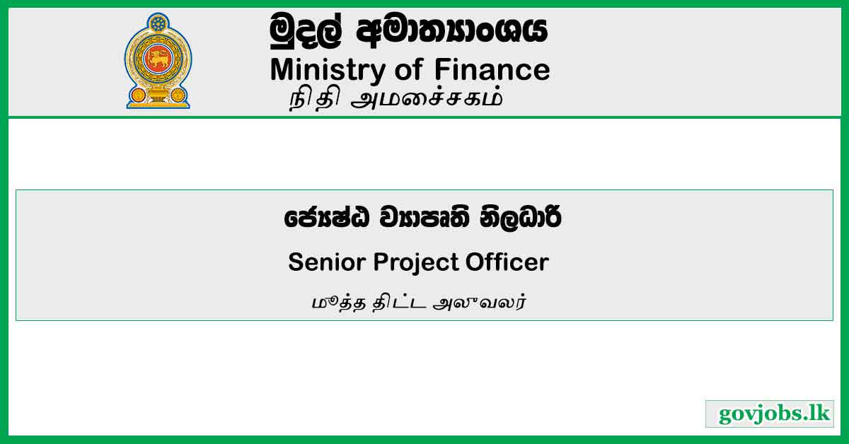 Senior Project Officer - Ministry Of Finance Job Vacancies 2023