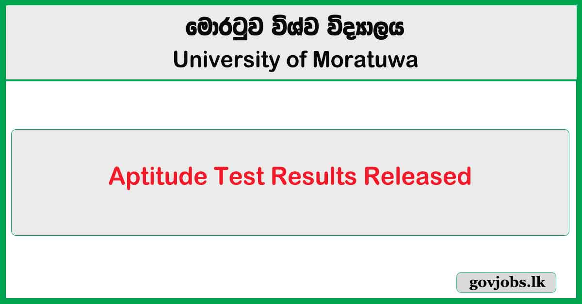 Aptitude Test Results Released 2024 - University of Moratuwa