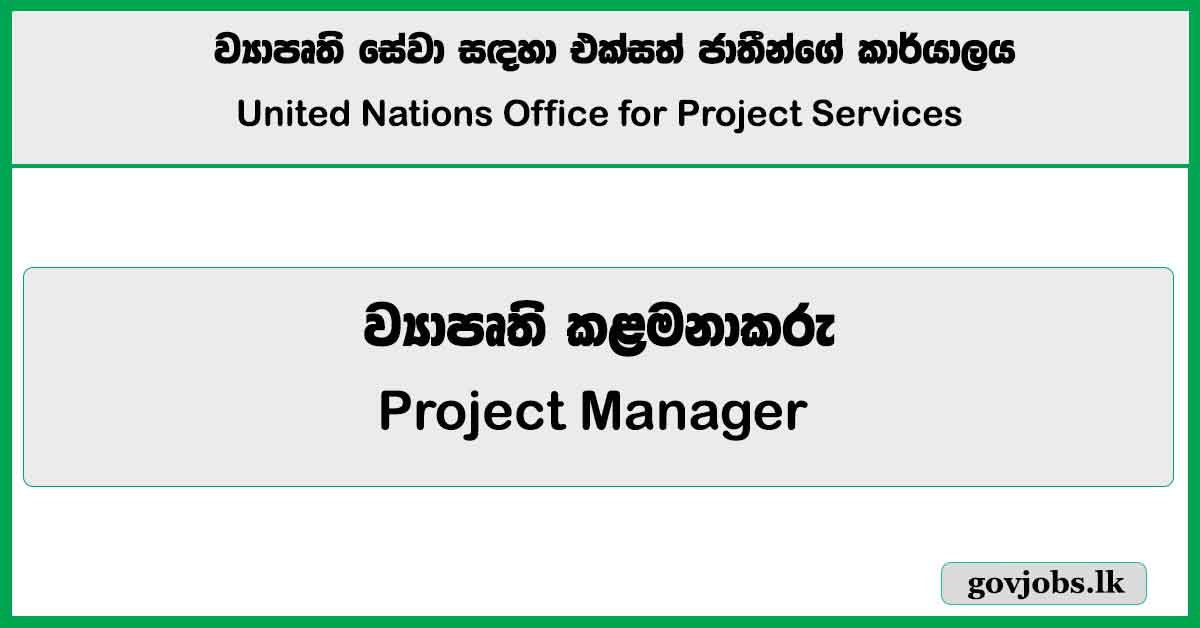 Project Manager - United Nations Office for Project Services Job Vacancies 2024