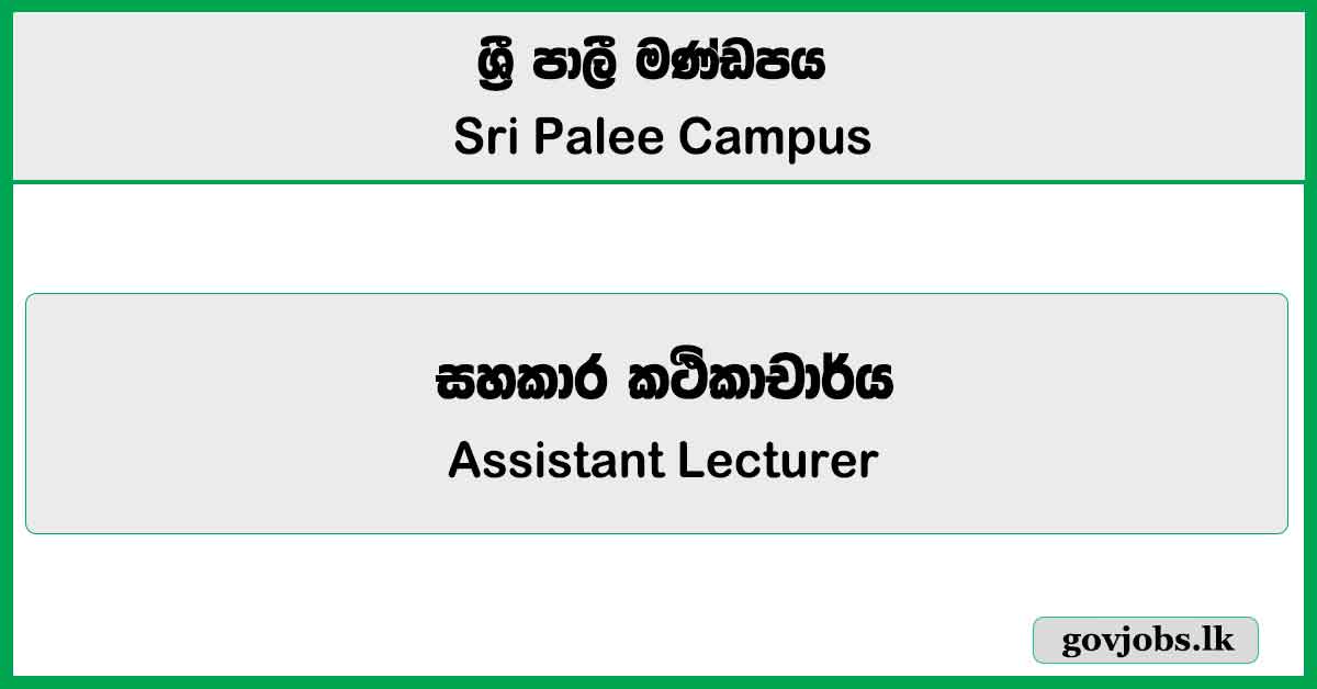 Assistant Lecturer - Sri Palee Campus Job Vacancies 2024