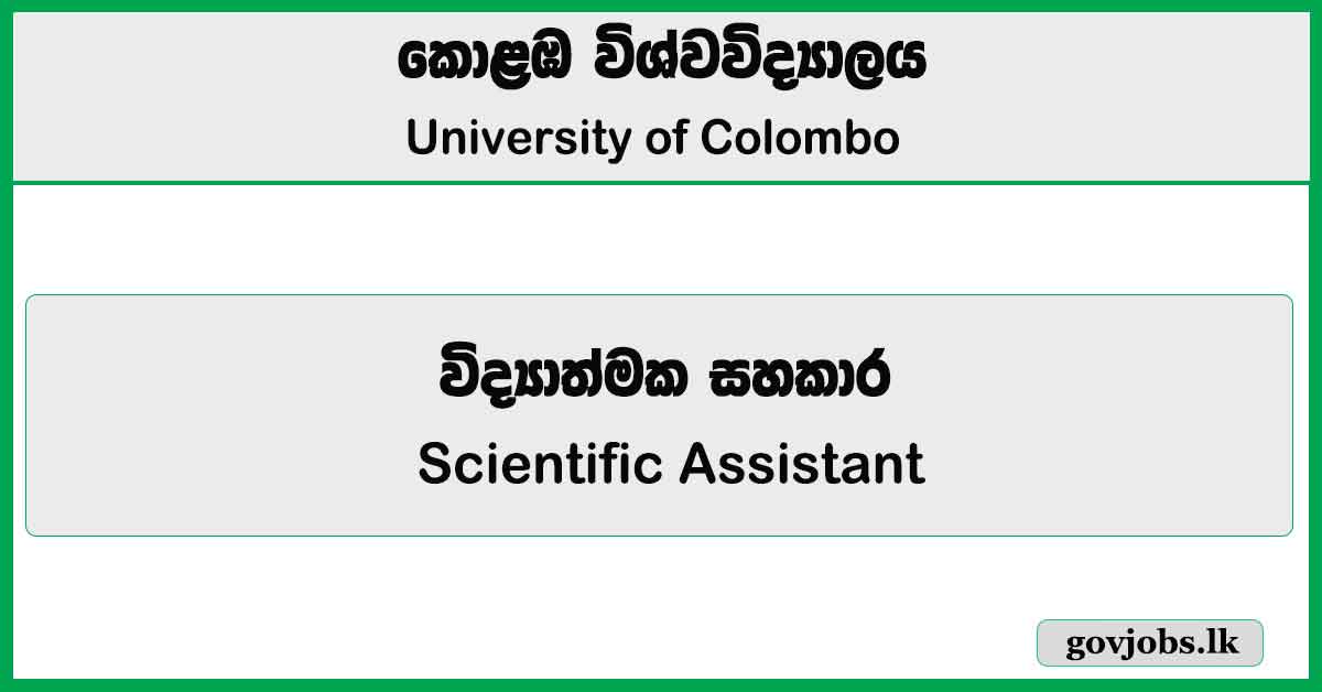 Scientific Assistant - University of Colombo Job Vacancies 2024