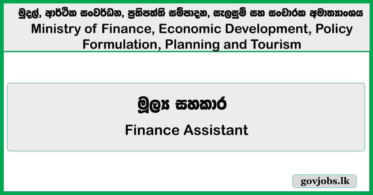 Finance Assistant – Ministry of Finance, Economic Development, Policy Formulation, Planning and Tourism Job Vacancies 2024