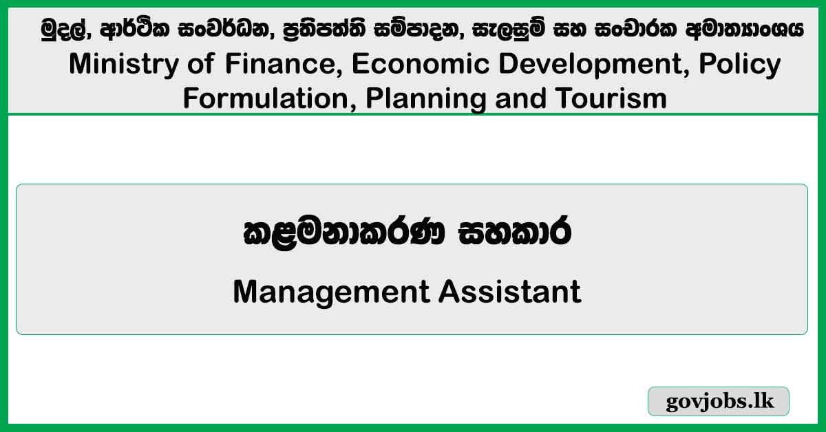 Management Assistant – Ministry of Finance, Economic Development, Policy Formulation, Planning and Tourism Job Vacancies 2024