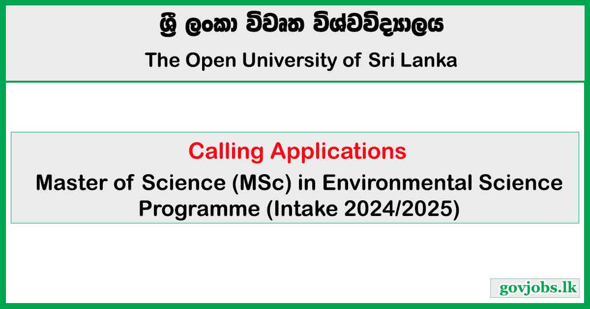 Open University (OUSL) - MSc in Environmental Science 2024