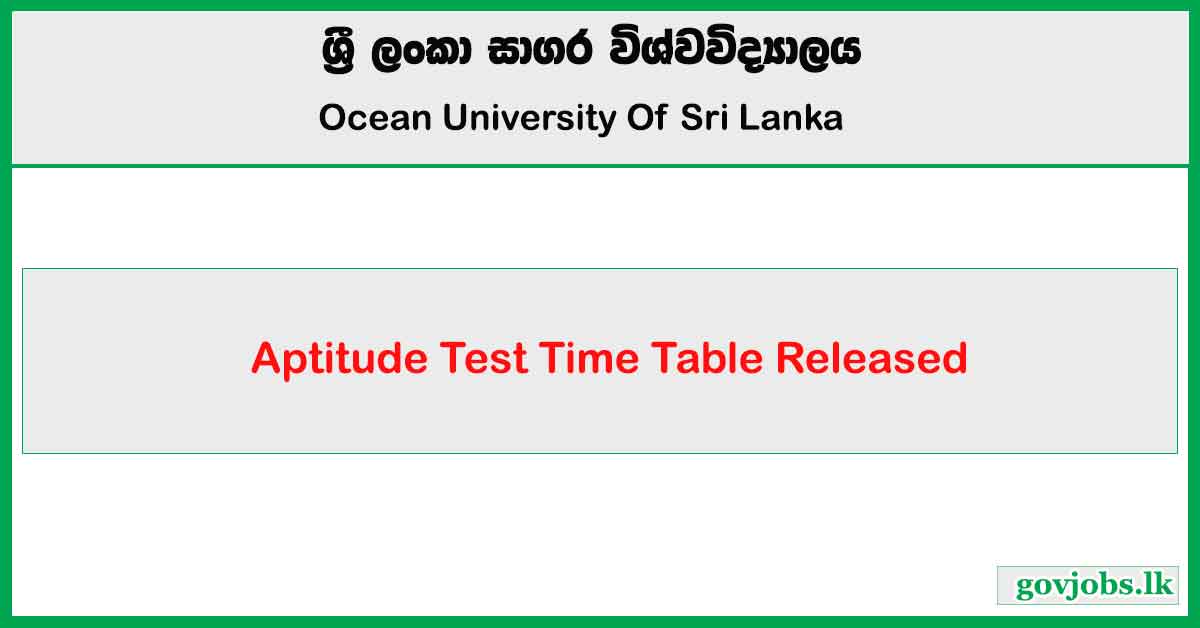 Aptitude Test Time Table Released - Ocean University