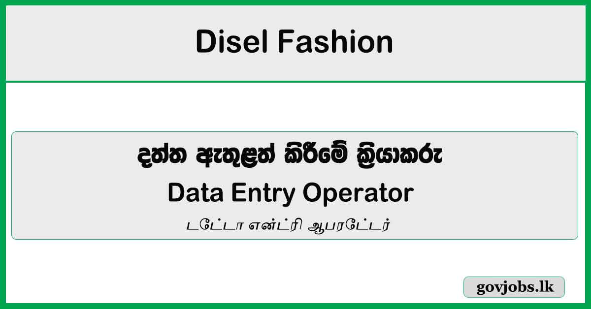 Data Entry - Disel Fashion Job Vacancies 2024