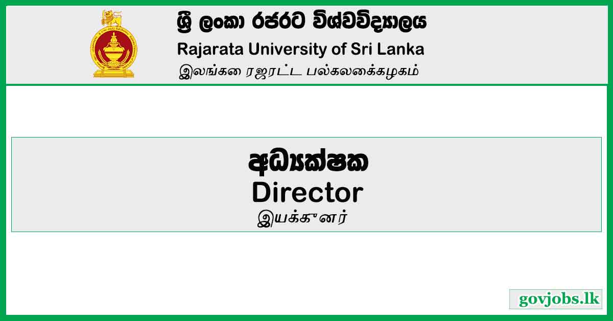 Director - Rajarata University Job Vacancies 2024