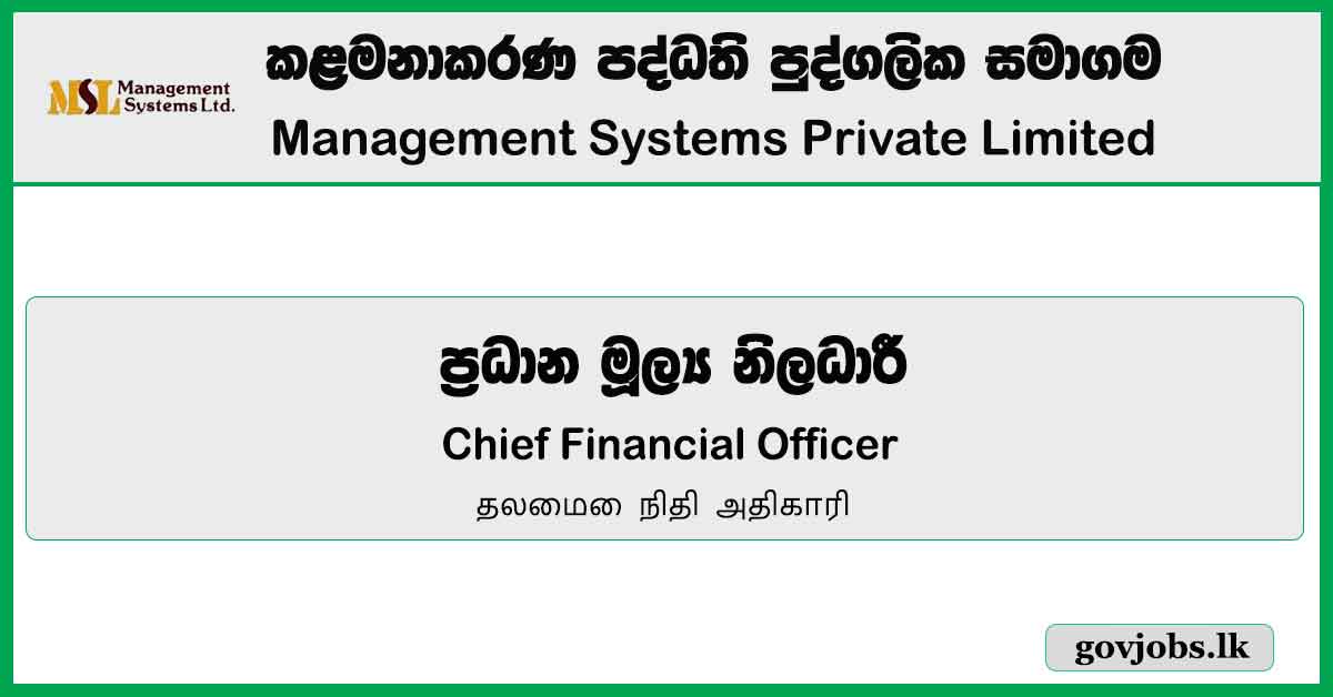 Chief Financial Officer – Management Systems Private Limited Job Vacancies 2024