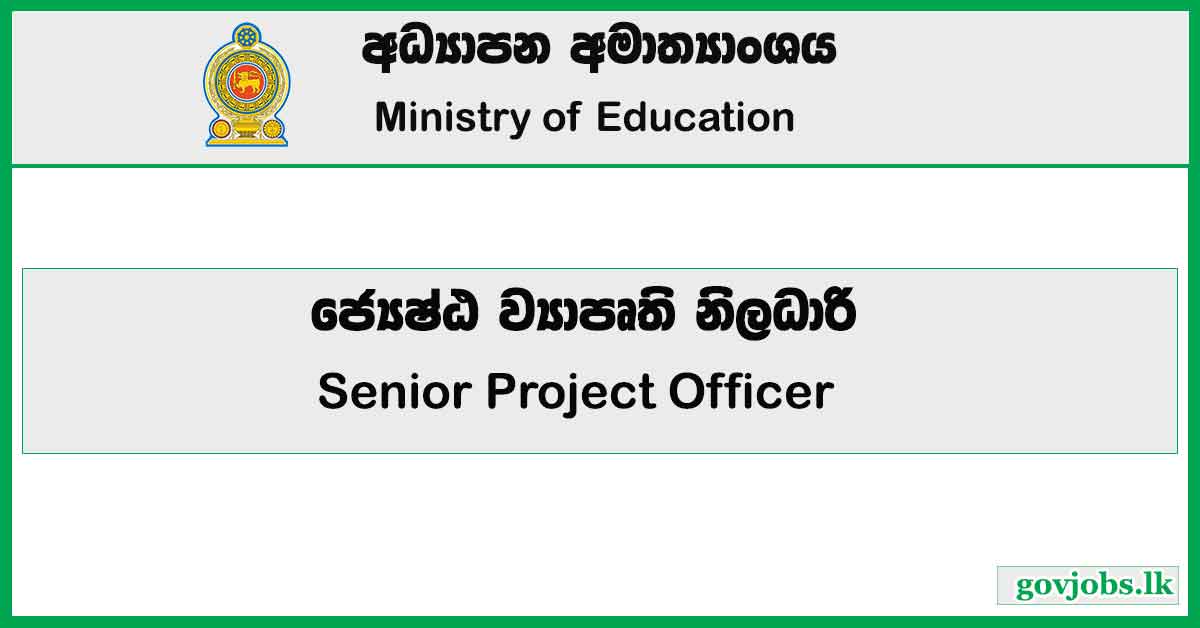 Senior Project Officer - Ministry Of Education Job Vacancies 2024