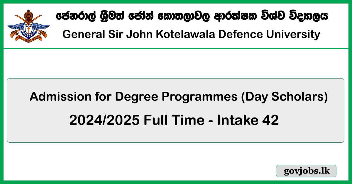 Degree Programmes 2024 - Kotelawala Defence University (KDU)