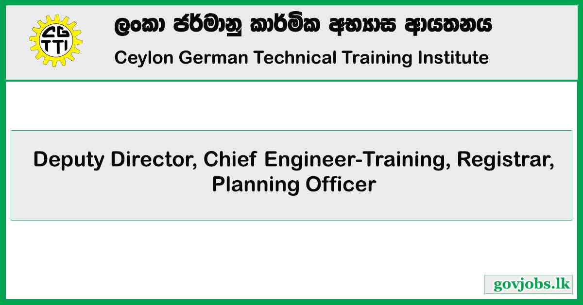 Deputy Director, Chief Engineer-Training, Registrar, Planning Officer - German Tech Job Vacancies 2024