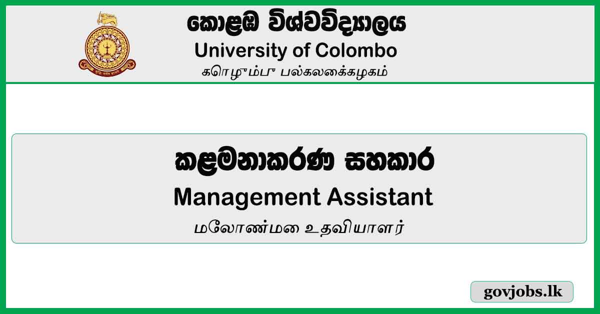 Management Assistant – University of Colombo Job Vacancies 2024