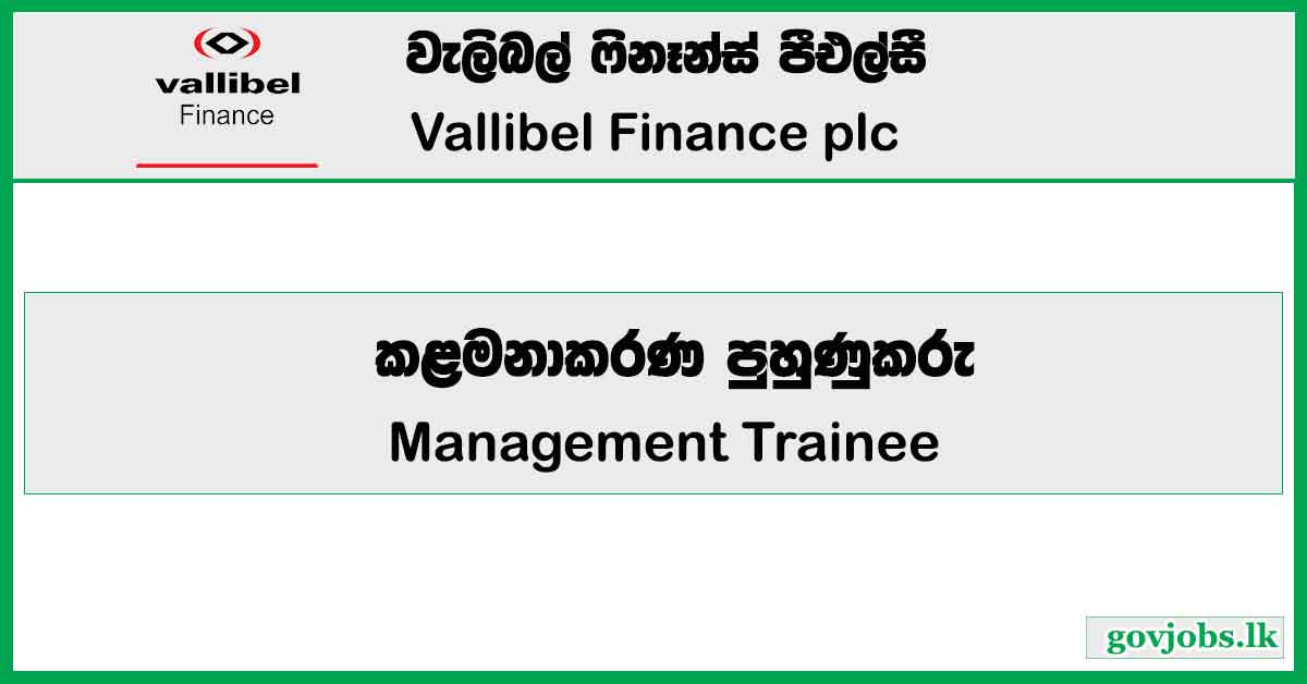 Management Trainee - HR - Vallibel Finance PLC Job Vacancies 2024