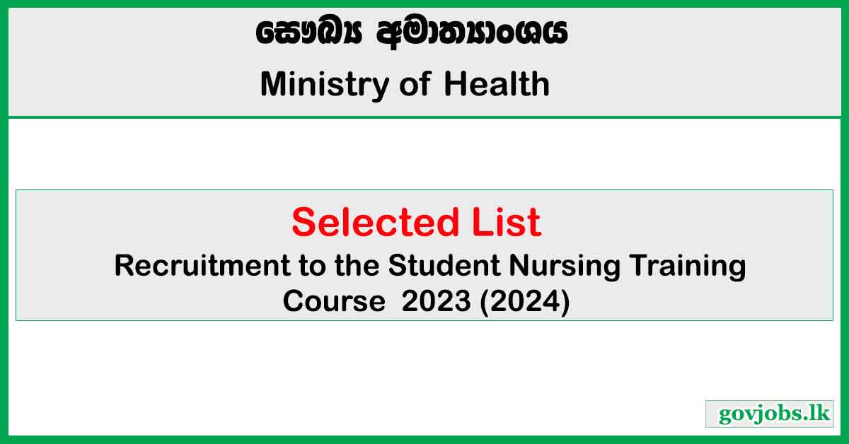 Nursing Course Selected List - Ministry of Health