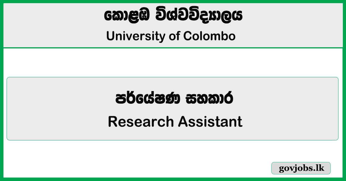 Research Assistant - University Of Colombo Job Vacancies 2024