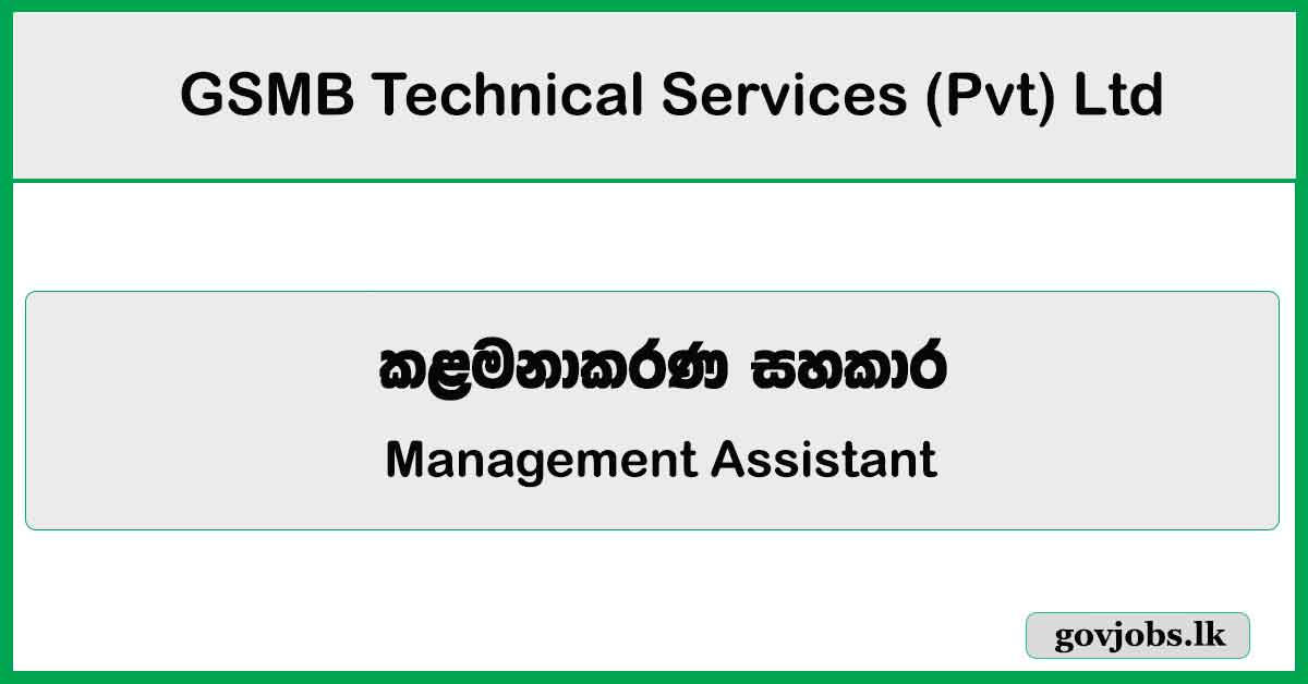 Management Assistant - GSMB Technical Services (Pvt) Ltd Job Vacancies 2024