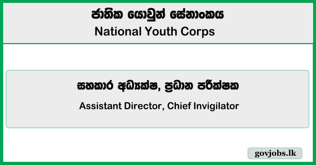 Assistant Director, Chief Invigilator - National Youth Corps Job Vacancies 2024