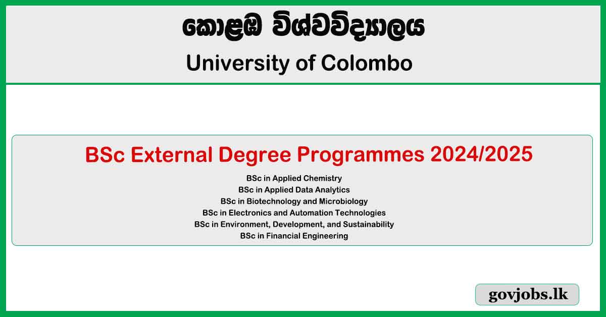 University of Colombo - BSc External Degree Programmes 2024/2025