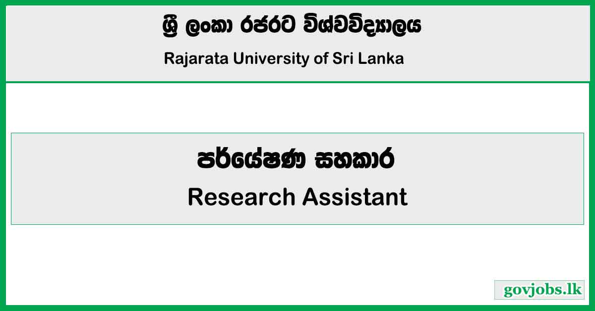 Research Assistant - Rajarata University Job Vacancies 2024