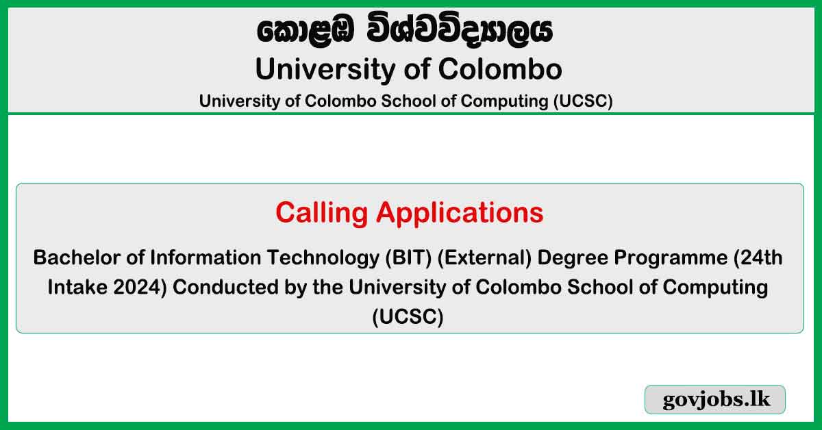 University of Colombo (UCSC) - Bachelor of Information Technology (BIT ...