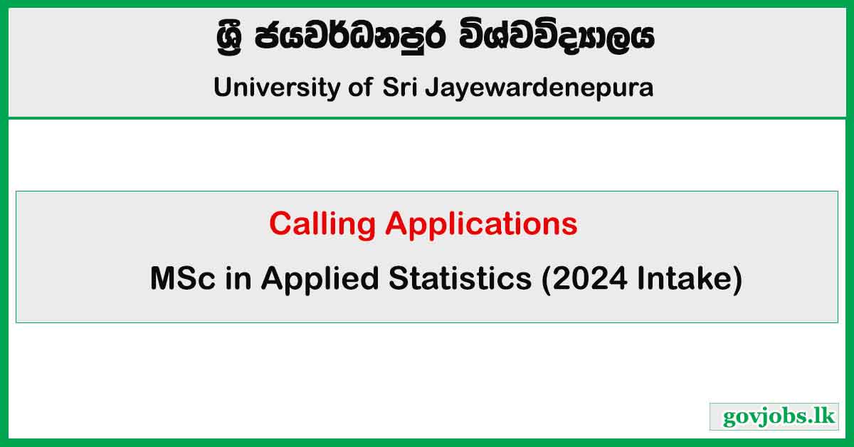 University of Sri Jayewardenepura - MSc in Applied Statistics 2024